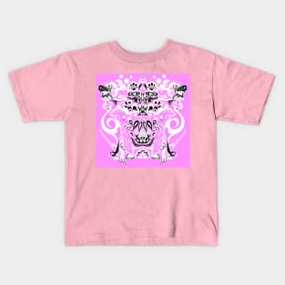 pink immortal tribal kaiju in ecopop pattern Kids T-Shirt